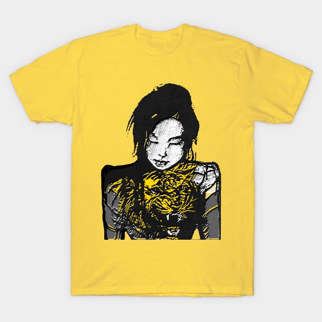 Cat woman looking down T-Shirt by mirandalous